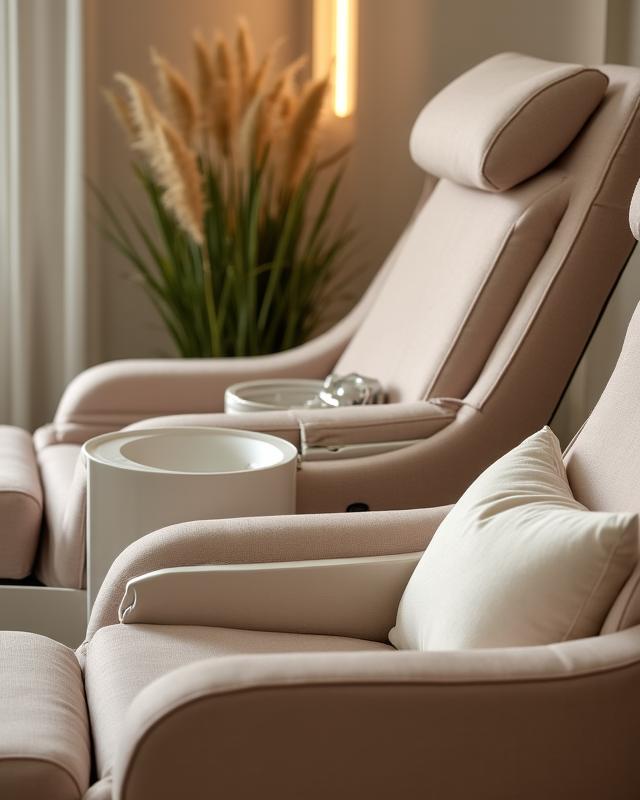 Plush ergonomic pedicure spa area