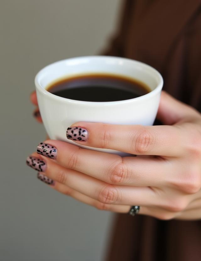 Minimalist geometric patterns on short nails