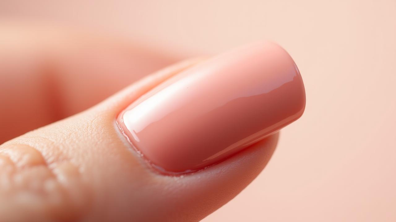 Close-up of elegant fingers with a fresh coat of rose-colored polish